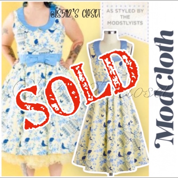 Modcloth Dresses & Skirts - ModCloth x Retrolicious All the World’s a Birdcage Floral Retro Dress 3X